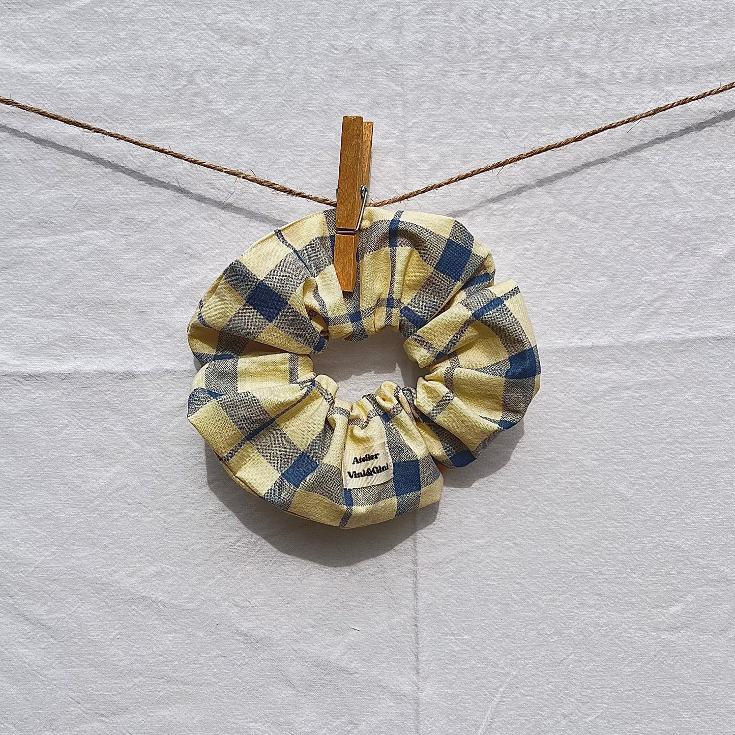 Chouchou XL - carreaux tartan jaune & bleu