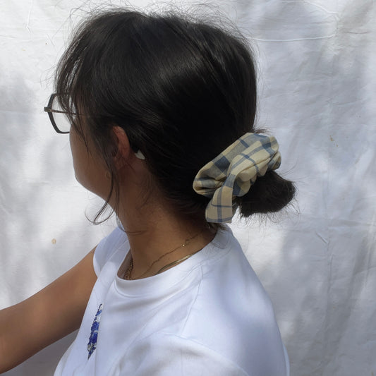 Chouchou XL - carreaux tartan jaune & bleu