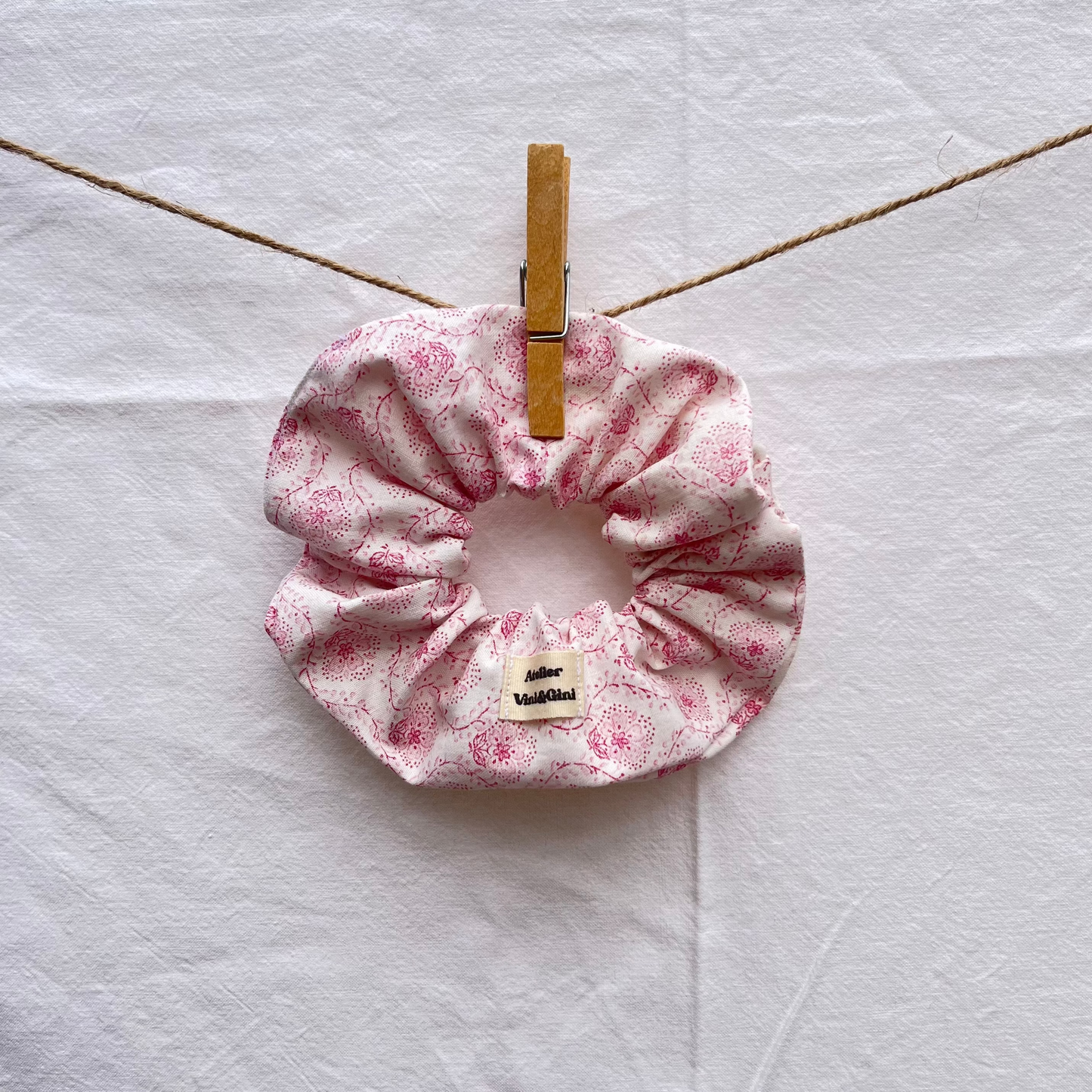 Chouchou XL - motifs fleuris rose