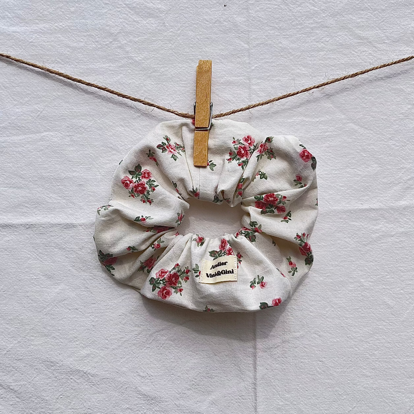 Chouchou XL - motifs fleuris rose
