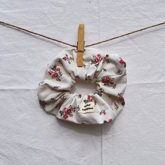 Chouchou XL - motifs fleuris rose